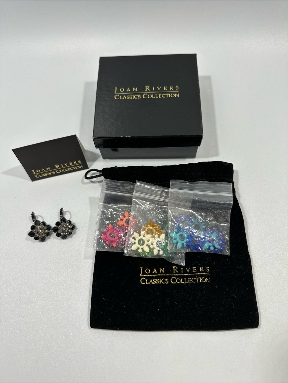 Vintage Joan Rivers QVC J92428 Interchangeable Earring Set Complete Box Pouch